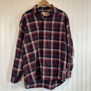 Nordstrom Mens 'Pure Stuff' Red Blk Tan Plaid Cotton Flannel Button Shirt Size S